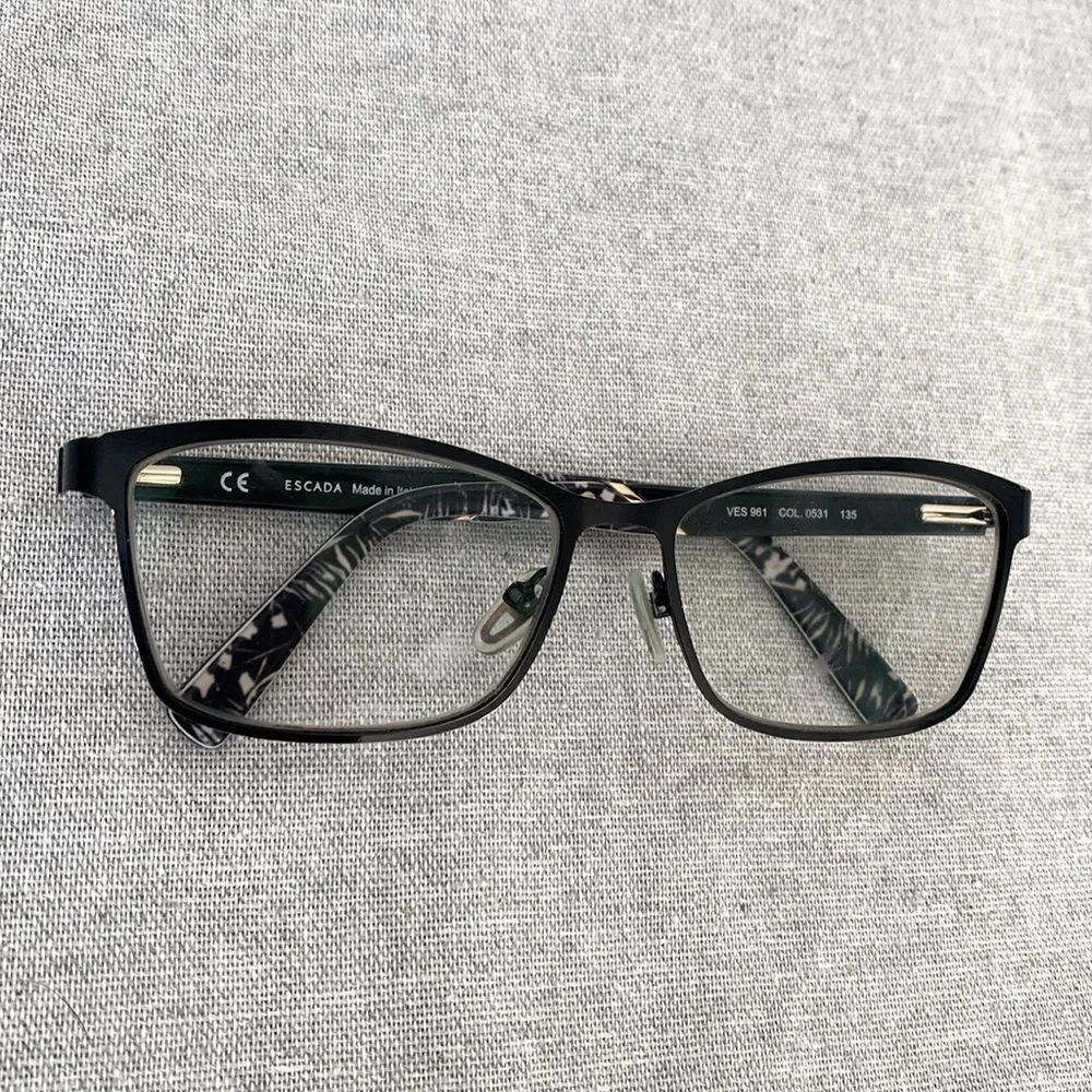 Escada Black Women's Glasses w/ Branded Case Chic Academia